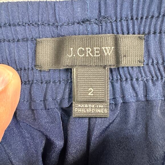 J. Crew Womens  Reese Pants Pull On Elastic Waist Lined Navy Floral Peony Size 2 - Picture 2 of 9